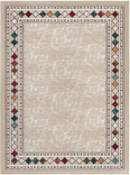 Antep Rugs Alfombras Modern Bordered 8x10 Non-Skid (Non-Slip) Low Profile Pile Rubber Backing Indoor Area Rugs (Beige, 7'10" x 10')