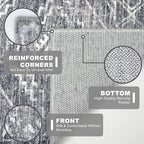 KILOCOCO Hallway Runner Rug 2'x10' Runners for Hallways Washable Runner Rug Non Slip Rubber Backed Low-Pile Runners for Bedroom Kitchen Living Room Laundry Room Boho Rugs, Grey