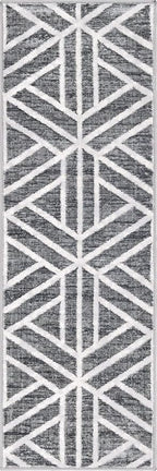 Rugs.com Lattice Trellis Collection Rug – 6 Ft Runner Gray Low-Pile Rug Perfect for Hallways, Entryways