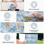 Area Rugs 9x12 Living Room - Washable Rug Modern Abstract Soft Large Neutral Non-Slip Carpet Indoor Floor Thin Carpets for Bedroom Dining Room Farmhouse Nursery Home Office Blue Grey