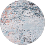 Rugs.com Leipzig Collection Round Rug – 3 Ft Round Multi Low-Pile Rug Perfect for Kitchens, Dining Rooms