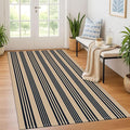 KOZYFLY Striped Front Door Mat 4x6 Ft Brown and Black Front Door Rug Cotton Washable Indoor Outdoor Rug Large Doormats Outdoor Striped Area Rugs for Kitchen Entryway Front Porch