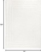 Town & Country Everyday Cloud Shag Plush Border Area Rug with High-Low Pile, Ivory, 6'6"x9'6"