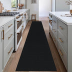 EARTHALL Washable Runner Rug 2x12 Ft Non Slip Runners for Hallways Long Cotton Rubber Backed Kitchen Runner Braided Indoor Floor Carpet Runners for Entryway, Hall, Kitchen, Black