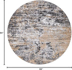 Rugs.com Leipzig Collection Round Rug – 7 Ft Round Beige Low-Pile Rug Perfect for Kitchens, Dining Rooms