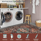 Lahome 8x10 Ultra-Thin Living Room Rug （Non-Slip Washable Non-Shedding）（Oriental Vintage Distressed Carpet for Dining，Bedroom，Office）