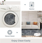 Bavni 6x9 Area Rugs Machine Washable Rug for Living Room, Modern Printed Rug Indoor Soft Area Rug for Bedroom Dining Room, Ultra-Thin Low Pile Carpet with Non Slip Rubber Backing, Dark Gray