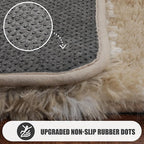 ONASAR Area Rugs for Bedroom Living Room, Washable 4x6 Fluffy Beige and White Throw Rug, Geometric Soft Shaggy Fuzzy Plush Indoor Floor Carpet for Kids Teen Nursery Dorm Office Home Decor Aesthetic