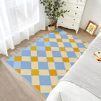 Checkerboard Washable Rugs - 5x8ft - Retro Geometric Rugs for Living Room Non Slip Low Pile Area Rug for Bedroom, Checkerboard Carpets Room Decor & Gifts