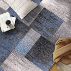 Rugshop Blue Modern Distressed Boxes Area Rug — Non-Shedding for Bedroom, Home Office and Entryway 3' x 5'