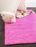 Unique Loom Solid Shag Collection Area Rug (7' 1" x 10' Rectangle, Taffy Pink)