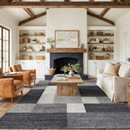 Rugshop Gray Modern Geometric Boxes Non-Slip Area Rug Non-Shedding for Spacious Living Rooms and Open Spaces, 12' x 15'