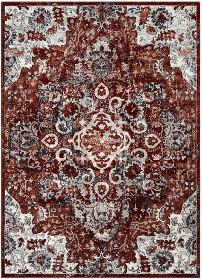 LUXE WEAVERS Moroccan Red 6x9 Medallion Area Rug for Living Rooms