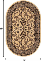 Unique Loom Sialk Hill Collection Area Rug - Washington (3' 3" x 5' 3" Oval Ivory/Black)