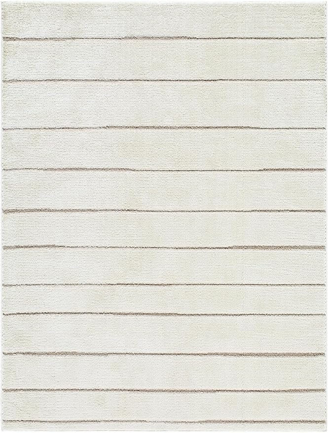 Livabliss x Our PNW Home Cascade Minimalist Striped Area Rug, 2'7" x 7'3", Striped Ivory/Taupe