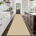 IOHOUZE Washable Exrea Long Hallway Runner Rug 3x16 Non Slip Rubber Backed Kitchen Runner Entryway Runner Indoor, Woven Rug Carpet for Kitchen Hall Entryway Stair, Warm Beige/Orange/Apricot
