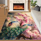 Peacock Magnolia Rug Small - 2x3 Rug, Pink Magnolia Washable Rugs for Living Room, Classic Carpet, Peafowl Non-Slip Area Rugs for Bedroom, Aesthetics Carpet - Peafowl Home Decor & Gifts