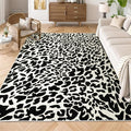 YIHOUSE Leopard Rug for Living Room, Black and White Cute Cheetah Print Rug Modern Washable Animal Printed Rugs for Bedroom, Girls Boys Dorm Room Nursery Room, Playroom, 6x9