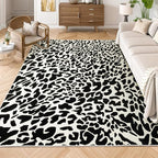 YIHOUSE Leopard Rug for Living Room, Black and White Cute Cheetah Print Rug Modern Washable Animal Printed Rugs for Bedroom, Girls Boys Dorm Room Nursery Room, Playroom, 6x9