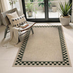 OJIA Easy Jute 3x5 Washable Rugs for Entryway, Farmhouse Checkered Indoor Door Mat Non-Slip Indoor Outdoor Rugs Modern Patio Rug Front Door Mat Outside Entrance Throw Carpet for Entry Porch Decor