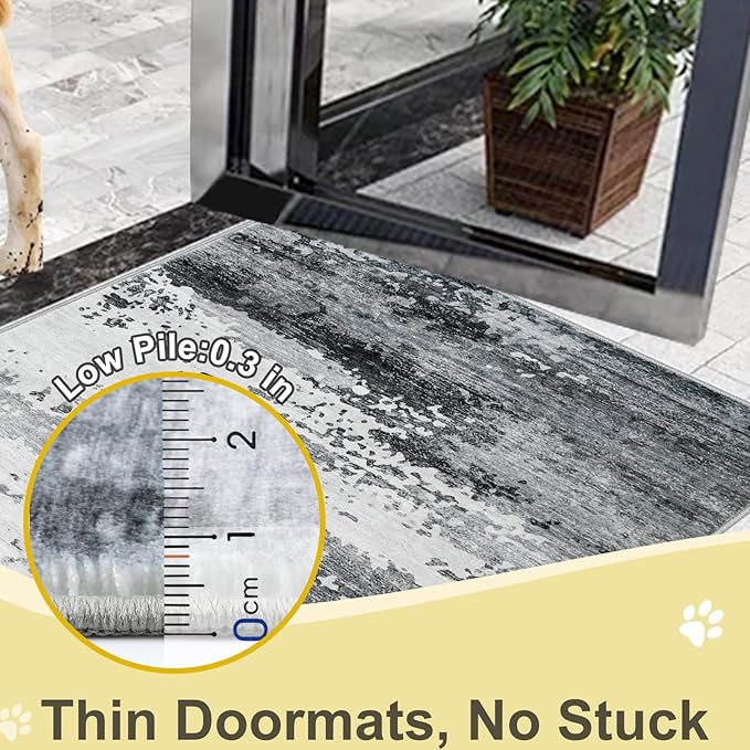 COMSLE Door Mat Soft Absorbent Indoor Front Entryway Rug Machine Washable Entrance Mats for Muddy Paws Non Slip Throw Rugs 36" x 60" Doormat for Inside Foyer Bedroom - Gray