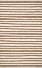 Home Conservatory Ladder Stripe Natural/Ivory Handwoven Wool 5 X 8 Feet, Ivory/Multicolored Stripe Pattern