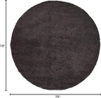 Unique Loom Solo Collection Area Rug - Calabasas (6' 1" Round, Charcoal/ Black)