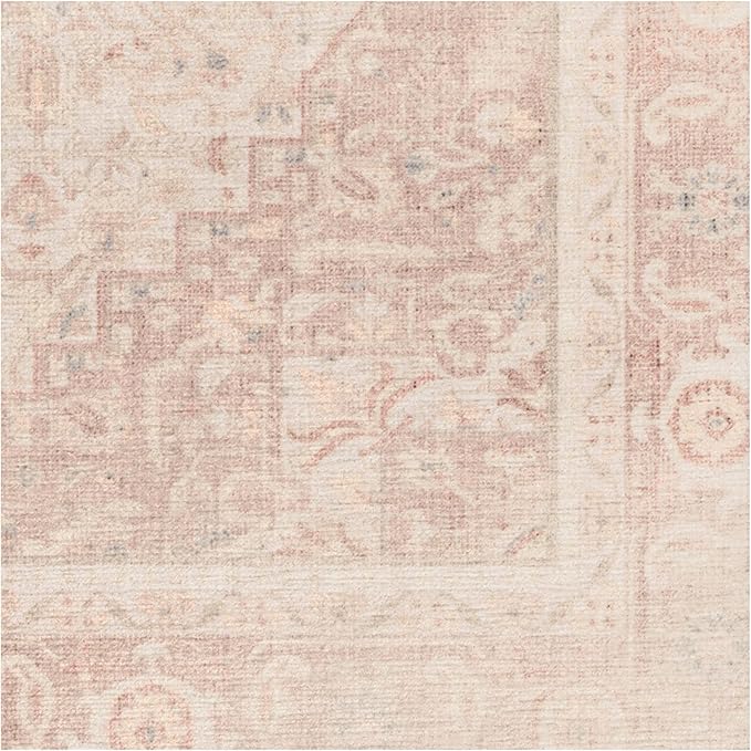 RUGGABLE Washable Area Rug – Kamran Soft Pink 3x5, Stain-Resistant, Non-Slip – Small Machine Washable Rugs for Living Room, Bedroom, Hallway, Entryway & Office–with Cushioned Pad