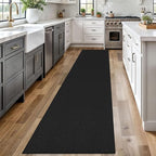 Braided Runner Rug 2x12 Ft Washable Runners for Hallways Non Slip Rubber Backed Kitchen Runners Cotton Extra Long Entryway Runner Indoor, Woven Carpet for Hall Entryway, Black/Grey