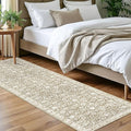 Vintage Floral 2x7 Runner Rug, Beige Tan White Washable Kitchen Runner Rug Non-Slip Hallway Rug Runner Super Soft Thin Printed Faux Wool Carpet for Entryway Bedroom Laundry Room Indoor