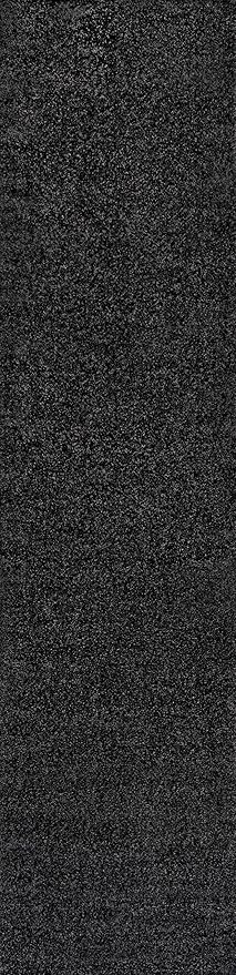 Eyely UES100I-216 Supersoft Haze Solid Low-Pile Indoor Runner Rug, Coastal, Bohemian, Minimalist, Classic, Casual for Bedroom,Kitchen,Living Room,Non Shedding,Easy-Washing, Black, 2 X 16