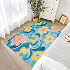 Floral Large Area Rug - 7x10 Rug - Modern Artistic Flower Rugs for Living Room Non Slip Low Pile Machine Washable Area Rugs, Floral Carpets Home Decor & Gifts