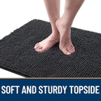 OLANLY Dog Door Mat for Muddy Paws 59x32, Absorbs Moisture and Dirt, Absorbent Non-Slip Washable Doormat, Quick Dry Chenille Mud Mat for Dogs, Entry Indoor Entryway Carpet for Inside Floor, Dark Grey