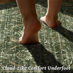 Washable 9x12 Area Rugs for Living Room, Boho Non-Slip Vintage Distress Lager Rugs for Bedroom Dining Room Nursery Office, 0.3" Neutral Oriental Throw Thin Carpet, Grass Green/Multi