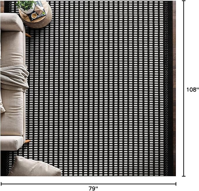 Beverly Rug Micro Loop Area Rug Black/White 6x9 Geometric Modern Luxury Zebra Durable Soft Indoor Rugs for Living Dining Room Office Stain Resistant Non Shedding Casual Indoor Carpet 6 x 9