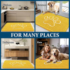 OLANLY Dog Door Mat for Muddy Paws 48x30, Paw Print Design, Absorbs Moisture and Dirt, Absorbent Non-Slip Washable Doormat, Quick Dry Chenille Mud Mat for Dogs, Entry Indoor Entryway Carpet, Yellow