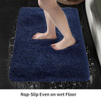Small Bathroom Rugs 17x24 Non Slip Navy Fluffy Bath Mat for Bathroom Floor Machine Washable Plush Luxury Bath Rug for Tub Soft Shaggy Absorbent Shower Mat
