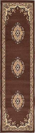 Unique Loom Reza Collection Traditional Persian Style Area Rug, 2 ft 2 in x 8 ft 2 in, Brown/Ivory