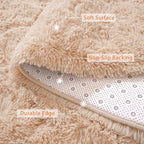 Beglad Fluffy Large Area Rugs 8x10 Feet, Modern Minimalist Style Shag Fuzzy Rugs, Non-Slip Indoor Carpet Soft Rugs for Kids Room, Bedroom & Living Room, Beige