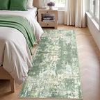 Washable Area Rugs 2'x8' Non-Slip Modern Abstract Soft for Living Room Entryway Bedroom Nursery, Print Pattern, Light Green/Yellow