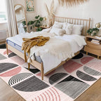 MUJOO Pink Rug Washable,5x7 Area Rugs for Living Room Bedroom,Boho Large Throw Floor Carpet Non Slip Soft Modern Abstract Pink and Grey