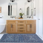 ReaLife Rugs Machine Washable Area Rug Runner - Living Room Bedroom Bathroom Kitchen Entryway Office - Padded Low Pile Stain Resistant Premium - Boho Vintage Traditional - Lyle - Blue 2'6" x 6'