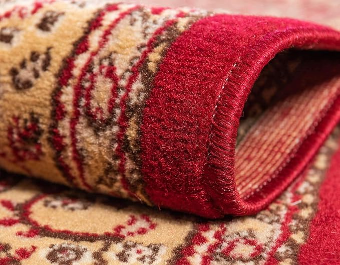 Unique Loom Reza Collection Traditional Persian Style Area Rug, 9 ft 10 in x 13 ft, Burgundy/Ivory