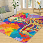 5x8 Abstract Graffiti Kids Rug - Colorful Skeletons Dining Room Rug, Pop Art Area Rugs Indoor Modern Rugs for Bedroom Hardwood Floors Teen Room
