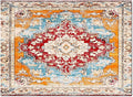 Bohemian Pattern Rectangular Area Rugs for Living Room Bedroom 4 x 6 ft Red & Orange Abstract Non-Shedding Soft Low Pile Rug Non Slip Washable Rug for Nursery Entryway Playroom