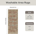 Bavni Clearance 2x5 Runner Rug Non Slip, Machine Washable Rug Runners for Hallways, Vintage Distressed Print Kitchen Runner, Low Pile Lightweight Carpet Runner for Entryway Laundry Bedroom, Spice Sky