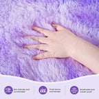 Zentavio Large Area Rugs for Living Room Purple Rugs for Girls Room 9x12 Carpet for Bedroom Washable Soft Fluffy Shag Aesthetic Plush High Pile Throw Rug for Nursery Kids Room Dorm Room Tie-Dyed