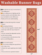 SERISSA Runner Rug for Hallways, 2'6"x14' Washable Non Slip Kitchen Runner Rug, Extra Long Boho Rug Ultra Soft Vintage Red Beige Print Floor Carpet for Bedroom Hallway Entryway Bathroom Laundry Room