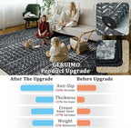 5x7 Machine Washable Area Rug for Living Room, Black Vintage Moroccan Rug Large Non-Slip Low Pile Soft Faux Wool Carpet, Kids and Pets Friendly for Bedroom Dining Room Farmhouse Home Decor Rug