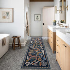 Egypt Floral Kitchen Runner Rugs Non Skid Washable,2x8 Boho Vintage Hallway Bathroom Runner Rug Non Slip,Soft Long Carpet for Laundry Room Entryway Bedroom (Dark Blue,2 x 8)